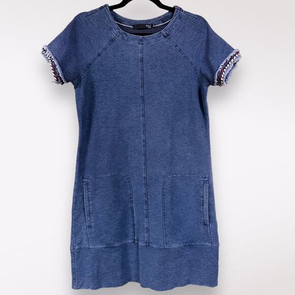 MAX Jeans Denim Sheath Mini Dress‎ Small Summer Knit Work Party Preppy Boho Soft - Picture 1 of 11